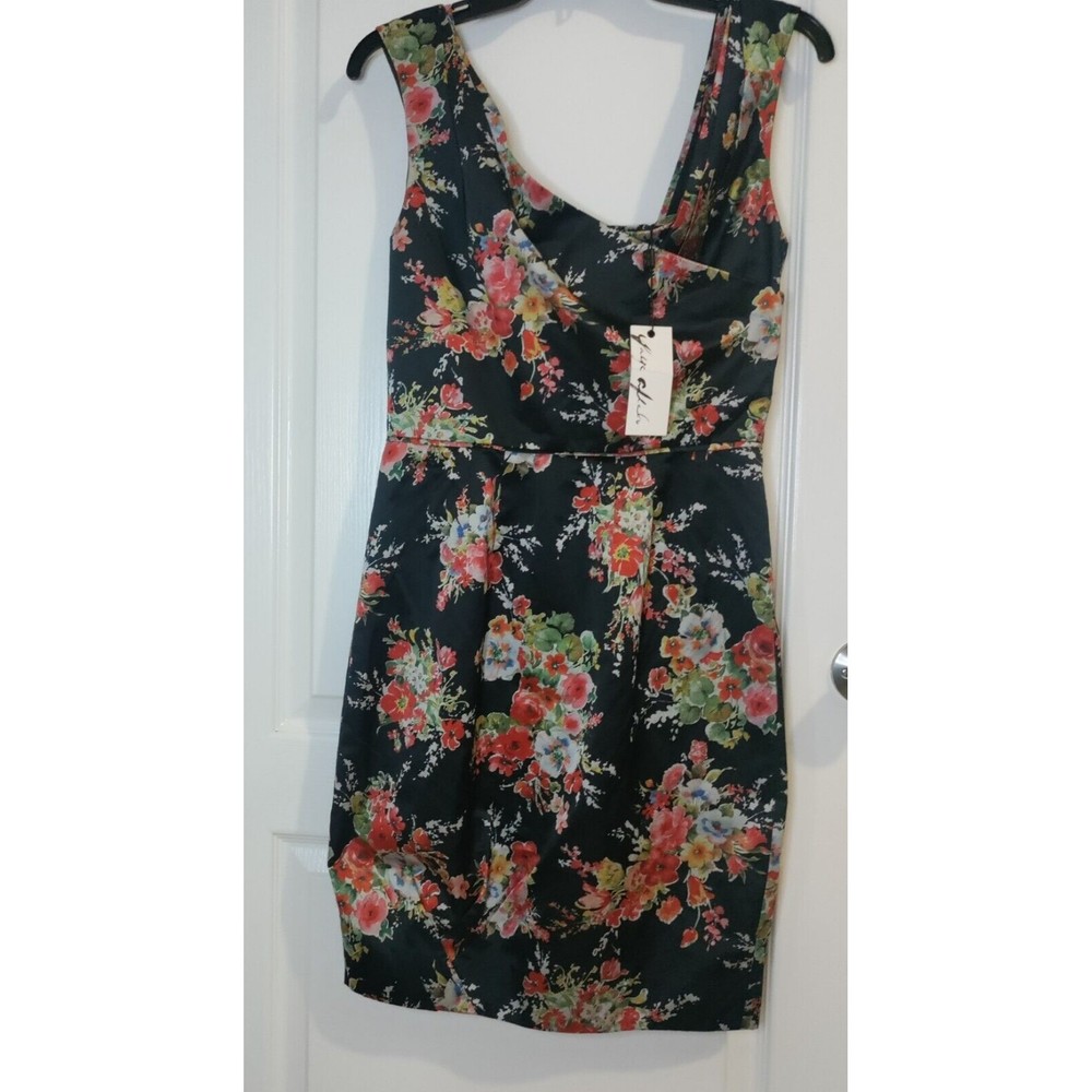 NWT Yaya Aflalo Dress Black Floral Print Sleeveless Size Medium